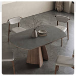 Modern Table with Elegant Gray Sintered Stone and Ash Wood Multi-Layer Board hagst-580
