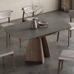 Modern Table with Elegant Gray Sintered Stone and Ash Wood Multi-Layer Board hagst-580