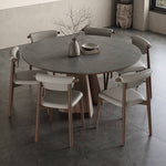 Modern Table with Elegant Gray Sintered Stone and Ash Wood Multi-Layer Board hagst-580