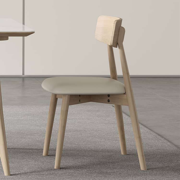 Sleek Off-White Faux Leather Chair with Natural Oak Wood Finish & Plush Foam Cushion hagst-814