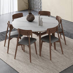 Stylish Grey Brown Oak Wood Chair with Foam and Faux Leather Upholstery hagst-815