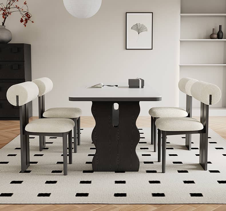 Modern Black & White Ash Wood Chair with Foam & Polyester Upholstery hagst-819
