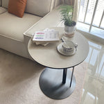 Stylish Synthetic Leather and Stainless Steel Tea Table – Modern Minimalist Round Side Table for Living Room Décor hakt-5147