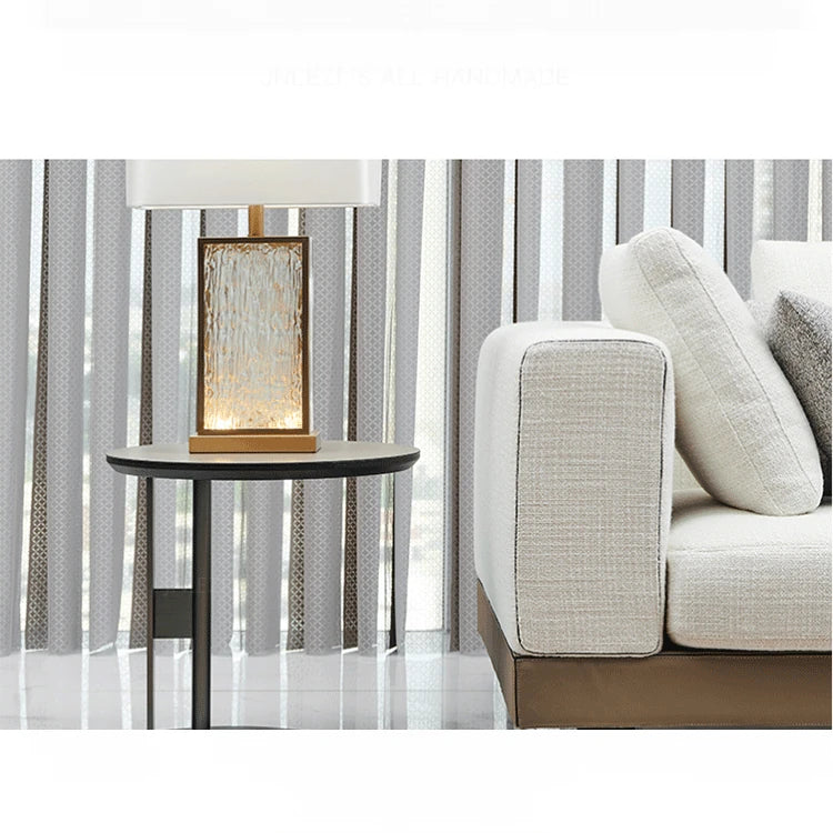 Stylish Synthetic Leather and Stainless Steel Tea Table – Modern Minimalist Round Side Table for Living Room Décor hakt-5147