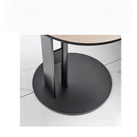 Stylish Synthetic Leather and Stainless Steel Tea Table – Modern Minimalist Round Side Table for Living Room Décor hakt-5147