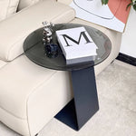 Modern Round Tempered Glass Coffee Table with Aluminum Alloy Base - Stylish Living Room Accent hakt-5148