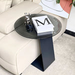 Modern Round Tempered Glass Coffee Table with Aluminum Alloy Base - Stylish Living Room Accent hakt-5148