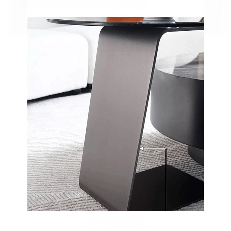 Modern Round Tempered Glass Coffee Table with Aluminum Alloy Base - Stylish Living Room Accent hakt-5148