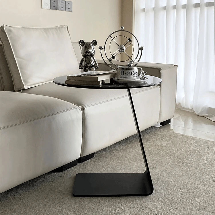Modern Round Tempered Glass Coffee Table with Aluminum Alloy Base - Stylish Living Room Accent hakt-5148