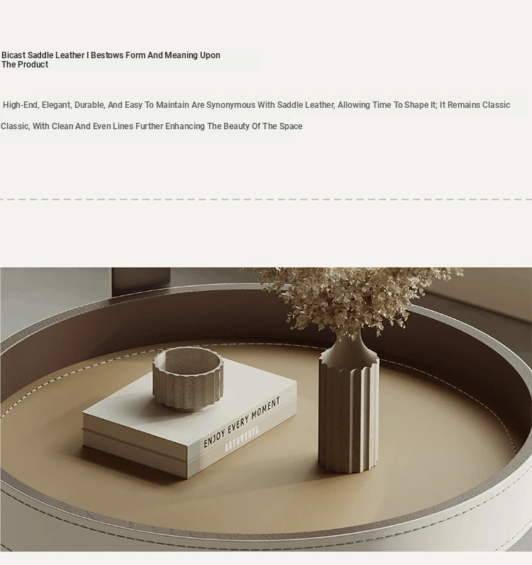 Stylish Synthetic Leather and Solid Wood Tea Table - Modern Accent for Your Living Room hakt-5149