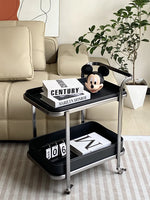 Stylish Synthetic Leather and Stainless Steel Tea Table with Wheels - Modern Home Decor للبيع hakt-5152