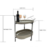 Stylish Synthetic Leather and Stainless Steel Tea Table with Wheels - Modern Home Decor للبيع hakt-5152