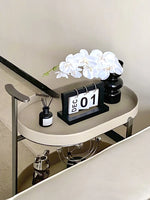 Stylish Synthetic Leather and Stainless Steel Tea Table with Wheels - Modern Home Decor للبيع hakt-5152