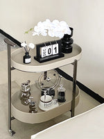 Stylish Synthetic Leather and Stainless Steel Tea Table with Wheels - Modern Home Decor للبيع hakt-5152