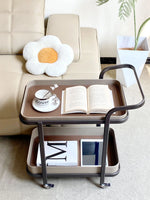 Stylish Synthetic Leather and Stainless Steel Tea Table with Wheels - Modern Home Decor للبيع hakt-5152