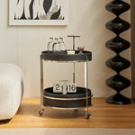 Stylish Synthetic Leather and Stainless Steel Tea Table with Dual Storage Shelves – Modern Home Decor Accent hakt-5153