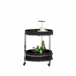 Stylish Synthetic Leather and Stainless Steel Tea Table with Dual Storage Shelves – Modern Home Decor Accent hakt-5153