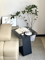Stylish Tempered Glass Tea Table with Modern Black Base - Perfect for Living Room Décor hakt-5155