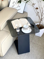 Stylish Tempered Glass Tea Table with Modern Black Base - Perfect for Living Room Décor hakt-5155