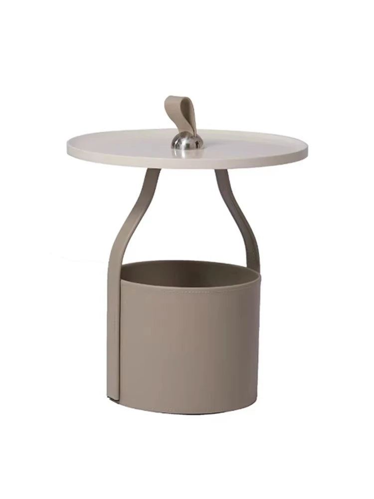 Stylish Synthetic Leather Tea Table with Convenient Storage - Modern Home Décor Essential hakt-5156