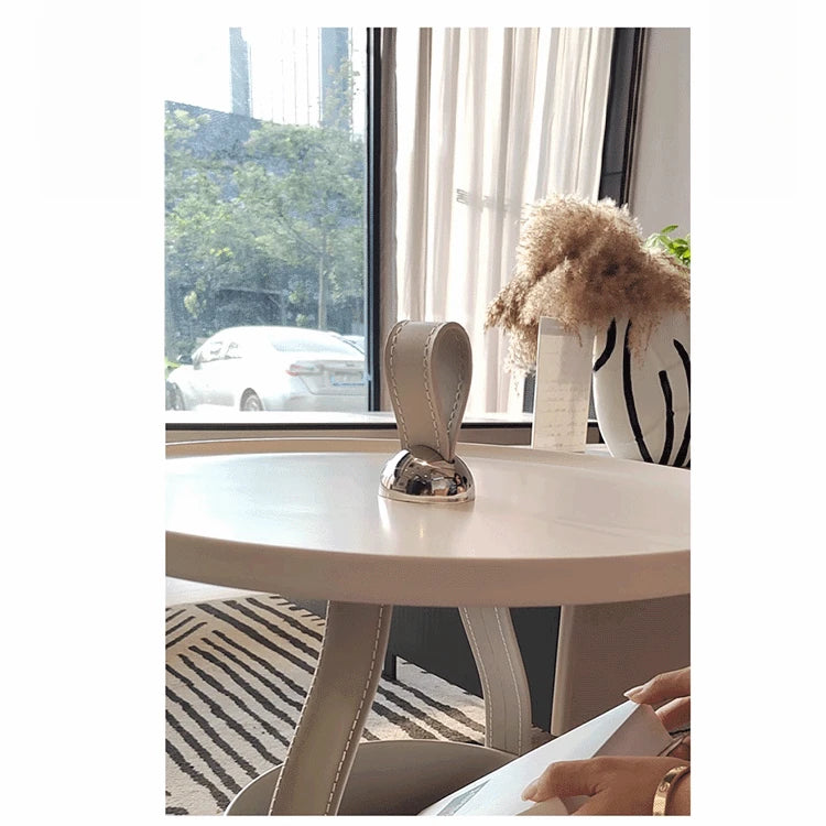 Stylish Synthetic Leather Tea Table with Convenient Storage - Modern Home Décor Essential hakt-5156