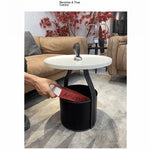 Stylish Synthetic Leather Tea Table with Convenient Storage - Modern Home Décor Essential hakt-5156