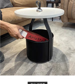 Stylish Synthetic Leather Tea Table with Convenient Storage - Modern Home Décor Essential hakt-5156