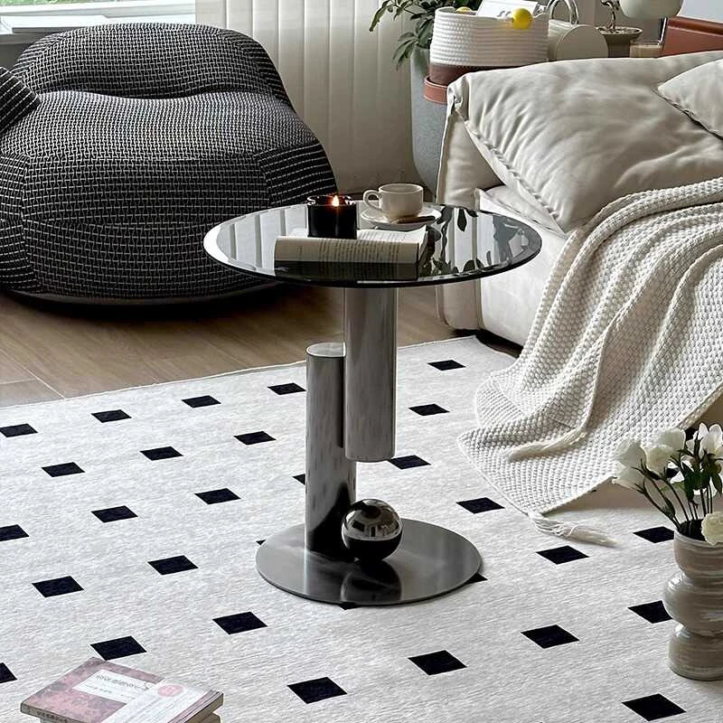 Stylish Stainless Tempered Glass Tea Table – Modern Accent for Living Room and Lounge hakt-5157