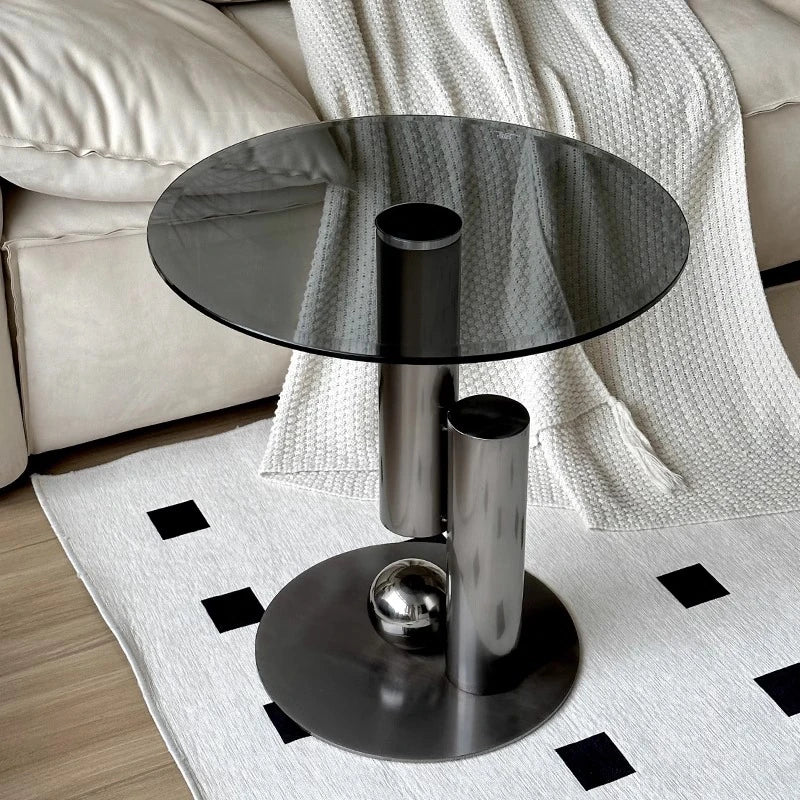 Stylish Stainless Tempered Glass Tea Table – Modern Accent for Living Room and Lounge hakt-5157