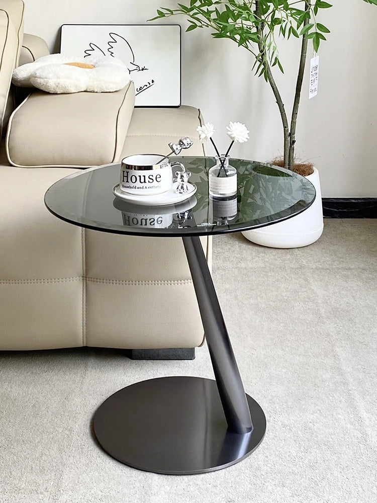 Stylish Tempered Glass and Stainless Steel Tea Table for Modern Living Rooms hakt-5158
