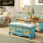 Elegant Oak Stool with Tufted Cushion – Stylish Storage Solution for Any Room halmh-5295