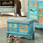 Elegant Oak Stool with Tufted Cushion – Stylish Storage Solution for Any Room halmh-5295