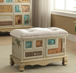 Elegant Oak Stool with Tufted Cushion – Stylish Storage Solution for Any Room halmh-5295