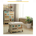 Elegant Oak Stool with Tufted Cushion – Stylish Storage Solution for Any Room halmh-5295