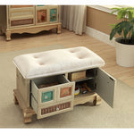 Elegant Oak Stool with Tufted Cushion – Stylish Storage Solution for Any Room halmh-5295