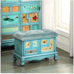 Elegant Oak Stool with Tufted Cushion – Stylish Storage Solution for Any Room halmh-5295