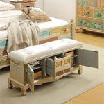 Elegant Oak Stool with Tufted Cushion – Stylish Storage Solution for Any Room halmh-5295