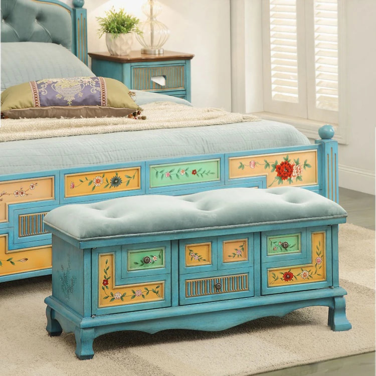 Elegant Oak Stool with Tufted Cushion – Stylish Storage Solution for Any Room halmh-5295