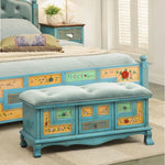 Elegant Oak Stool with Tufted Cushion – Stylish Storage Solution for Any Room halmh-5295