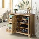 Elegant Oak Shoe Cabinet with Unique Decorative Drawers – Stylish Storage Solution for Your Entryway halmh-5296