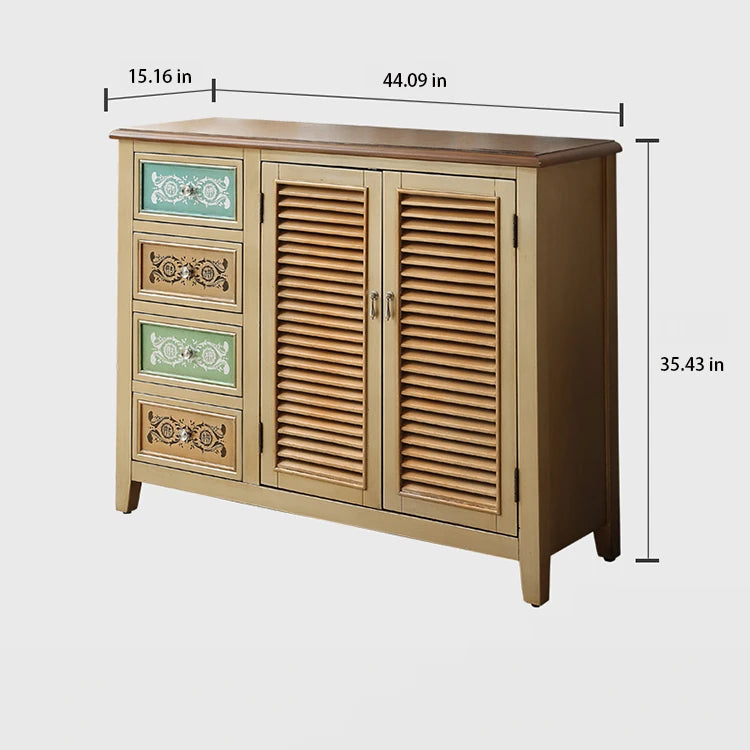 Elegant Oak Shoe Cabinet with Unique Decorative Drawers – Stylish Storage Solution for Your Entryway halmh-5296