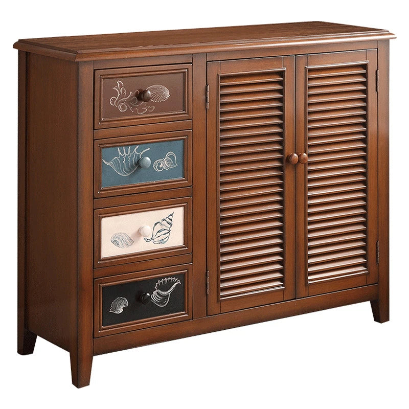 Elegant Oak Shoe Cabinet with Unique Decorative Drawers – Stylish Storage Solution for Your Entryway halmh-5296