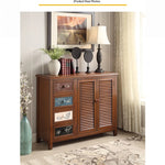 Elegant Oak Shoe Cabinet with Unique Decorative Drawers – Stylish Storage Solution for Your Entryway halmh-5296