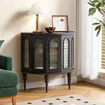 Stylish Glass and Solid Wood Entryway Cabinet - Elegant Storage Solution for Your Home Décor halmh-5297