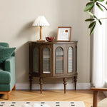 Stylish Glass and Solid Wood Entryway Cabinet - Elegant Storage Solution for Your Home Décor halmh-5297