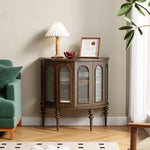 Stylish Glass and Solid Wood Entryway Cabinet - Elegant Storage Solution for Your Home Décor halmh-5297