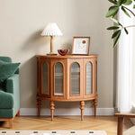 Stylish Glass and Solid Wood Entryway Cabinet - Elegant Storage Solution for Your Home Décor halmh-5297