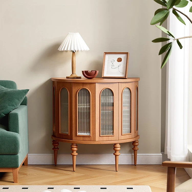 Stylish Glass and Solid Wood Entryway Cabinet - Elegant Storage Solution for Your Home Décor halmh-5297