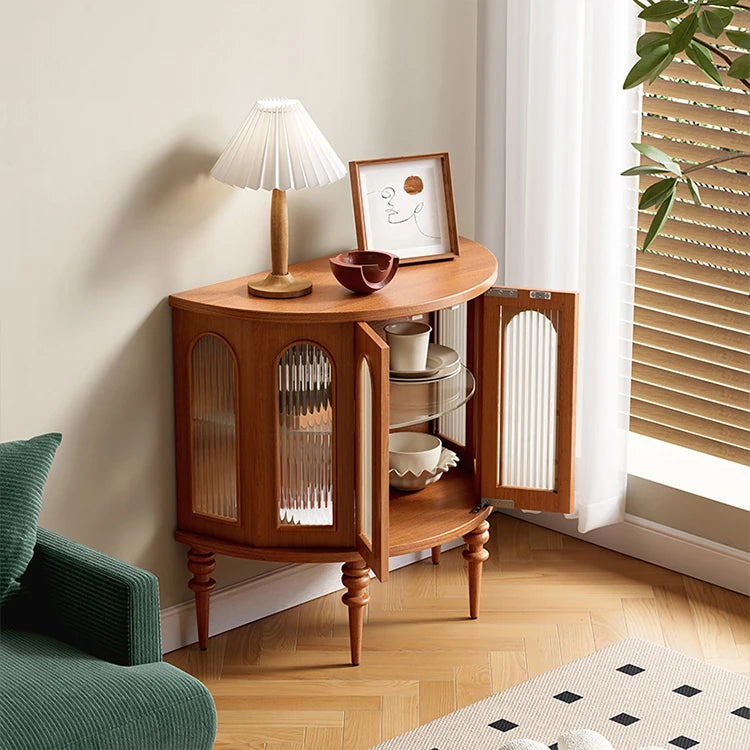 Stylish Glass and Solid Wood Entryway Cabinet - Elegant Storage Solution for Your Home Décor halmh-5297