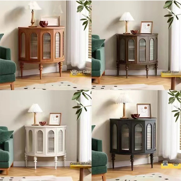 Stylish Glass and Solid Wood Entryway Cabinet - Elegant Storage Solution for Your Home Décor halmh-5297